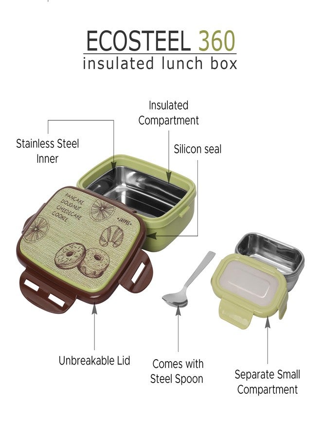 JAYPEE Ecosteel Jr. Kid's Insulated Inner Stainless Steel Lunch Box Leakproof, Airtight Lunch Box, Lunch Box for School Boy & Girls,550ml, Green - Image 5